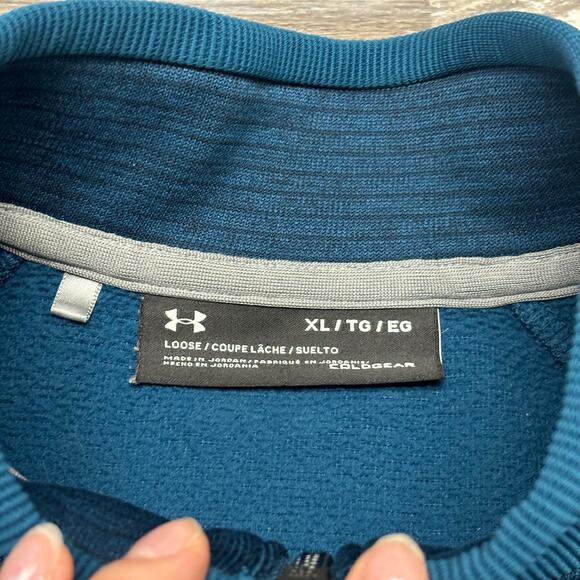 Under Armour UA Storm Fleece Teal Mens XL Loose Fit Cold Gear 1/4 Zip Shirt EUC - Picture 4 of 7